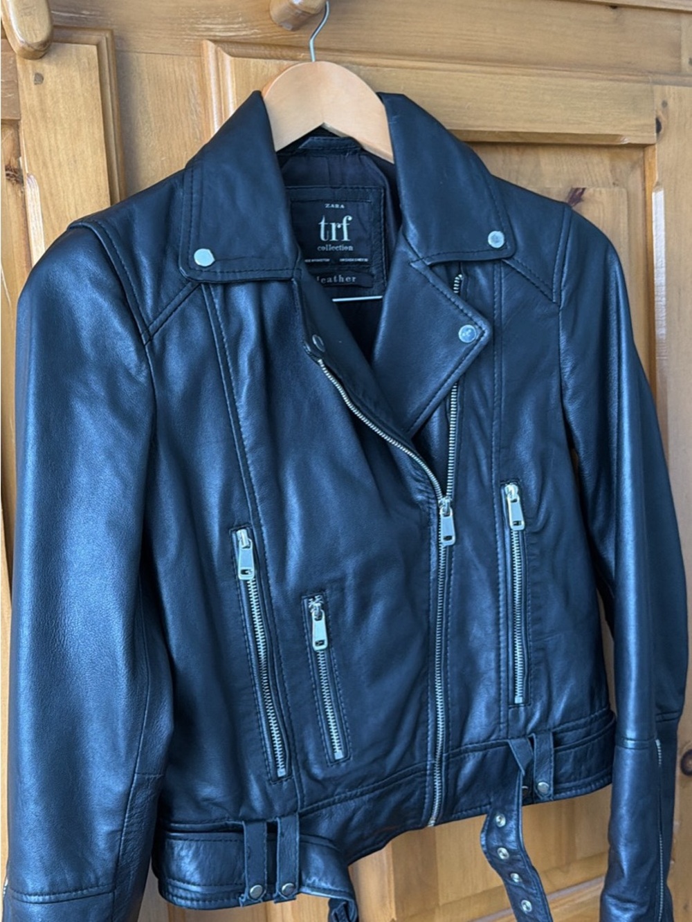 Zara Black Leather Moto Jacket